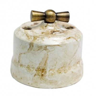 Ретро выключатель 2- контурный, керамика, мрамор, Verona (бронза)